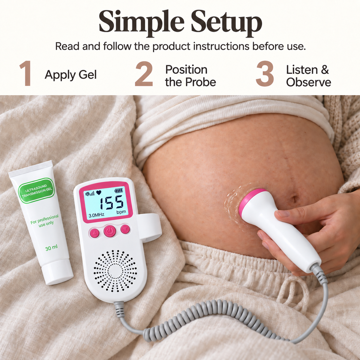 Isupbaby fetal doppler simple setup steps