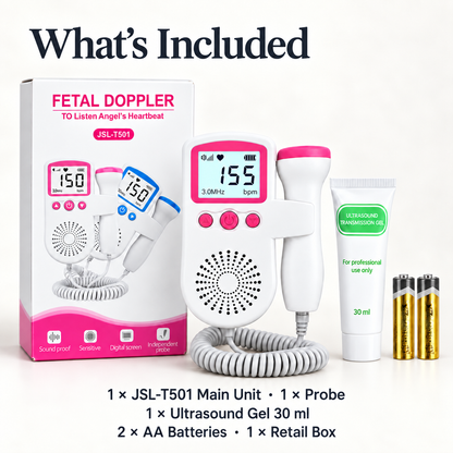 Isupbaby fetal doppler with 30 ml gel, two AA batteries and retail box